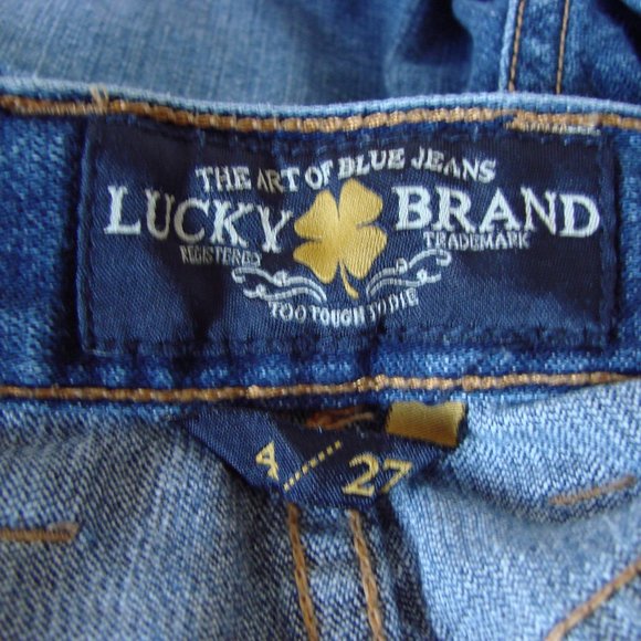 Lucky Brand Jean Shorts Abbey Bermuda Long Denim Frayed Raw Hem Size 4  / 27 - Picture 15 of 16